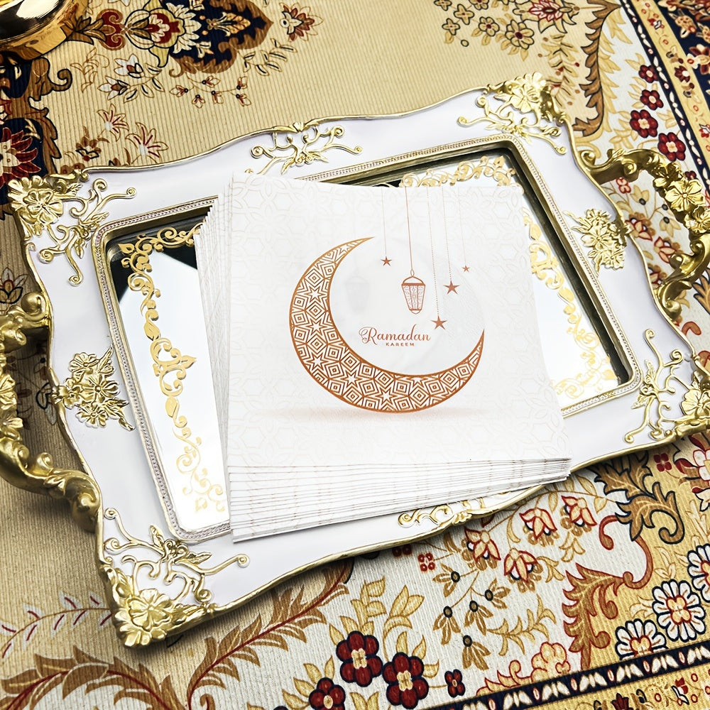 20 Disposable Paper Towels Ramadan Decorations Moons Lanterns 33cm for Parties