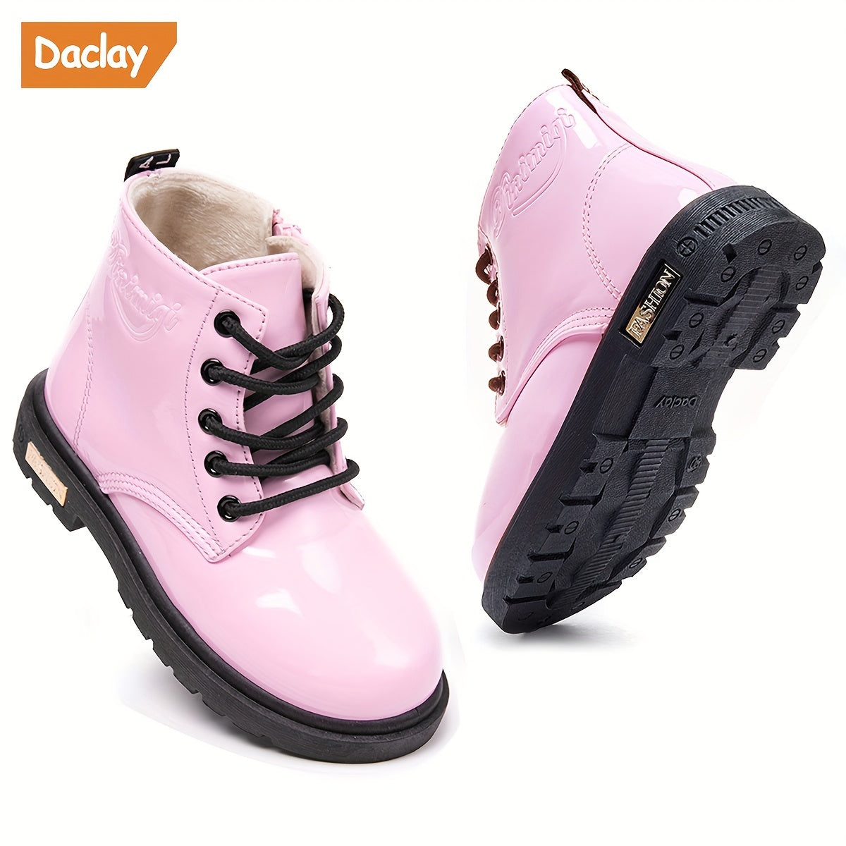 Kids Fleece-Lined Cartoon Ankle Boots for Boys and Girls Faux Leather Rubber Sole