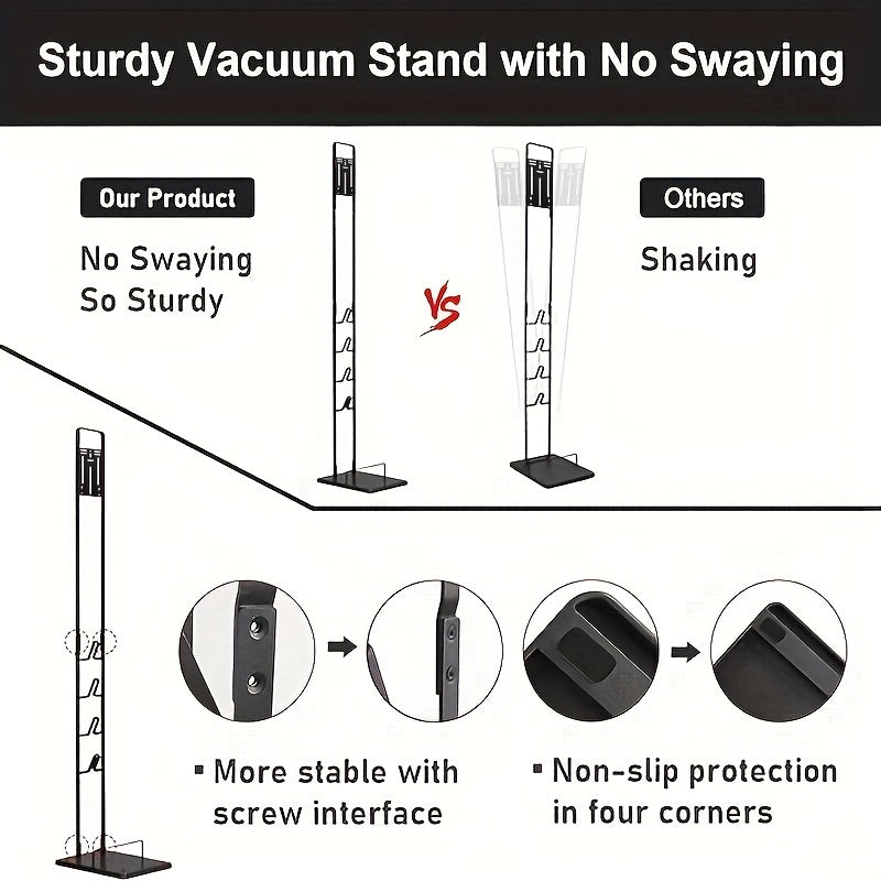 Wall-Mounted Charging Holder for Cordless Vacuum Cleaners and Accessories Metal Storage Stand