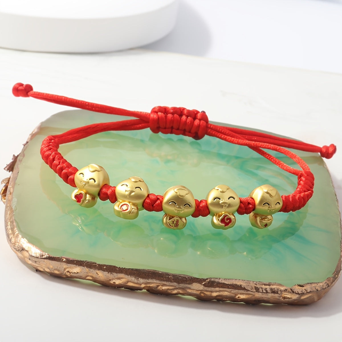 Red Thread Woven Bracelet with Snake Pendants for Gift and Fashion