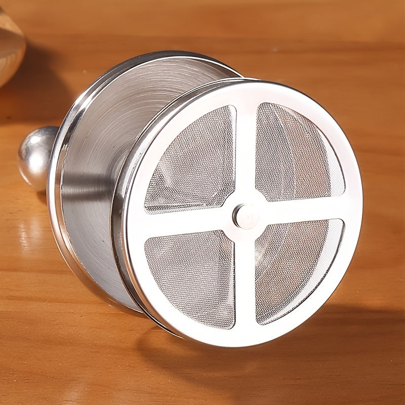 Stainless Steel Milk Frother Handle Lid Double Layer Filter Foam Pitcher