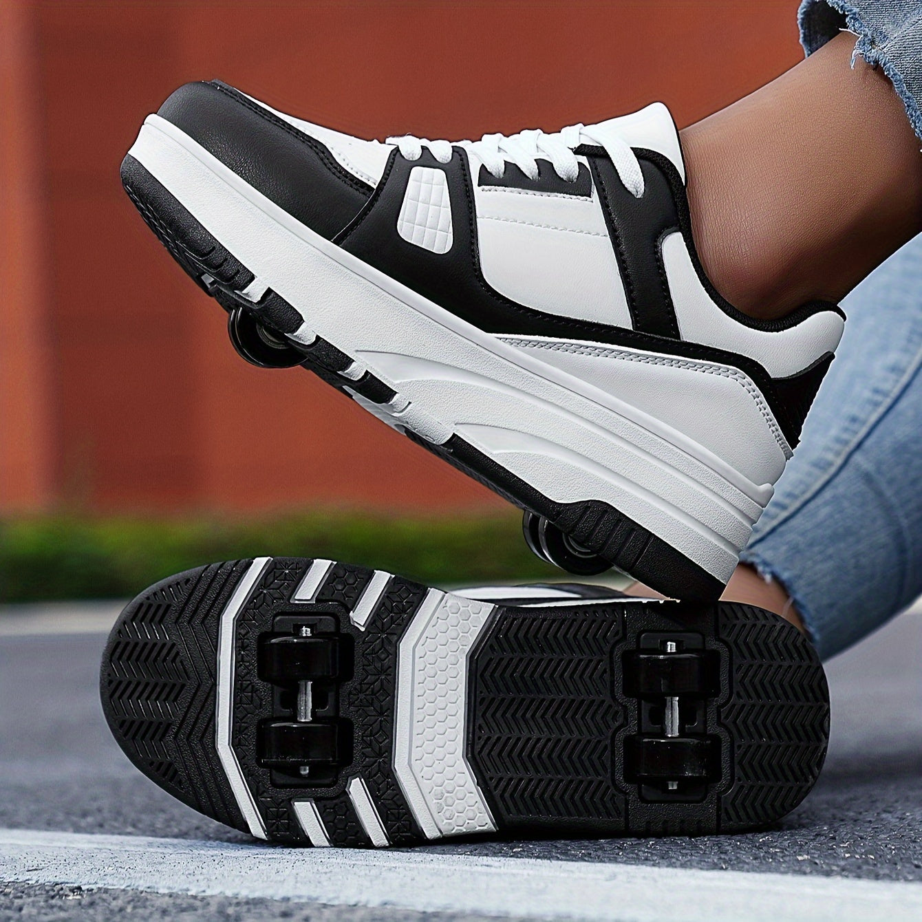 Kids Roller Skates for Girls and Boys All-Season Low Top PU Fabric Sole Sports