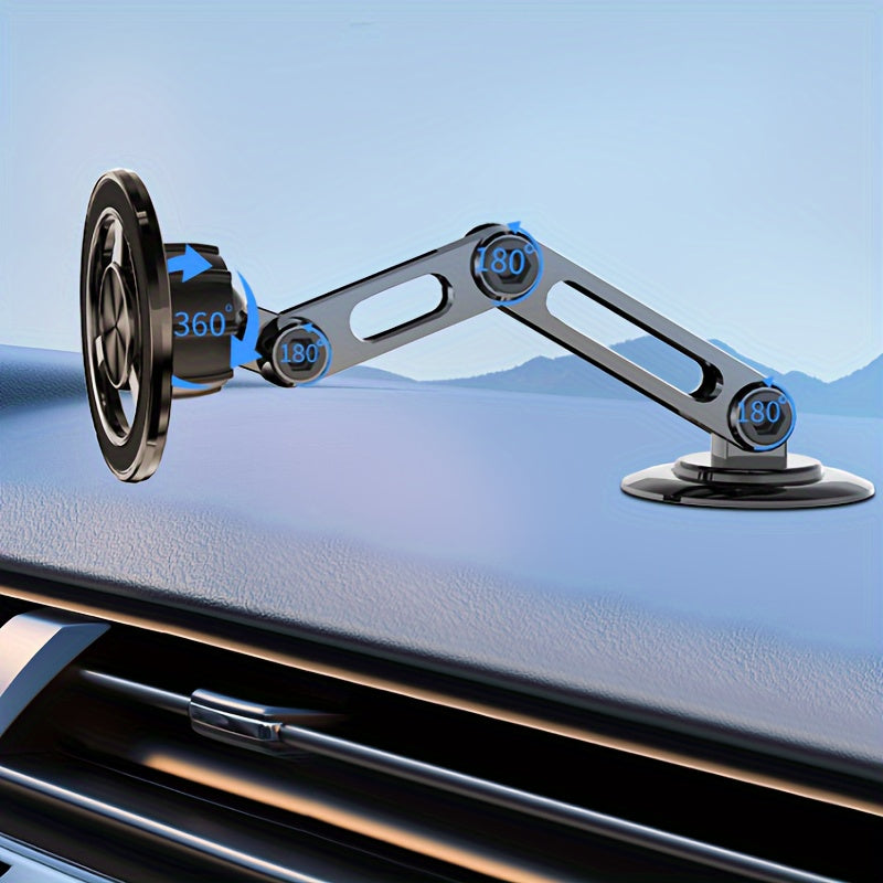 Magnetic Car Phone Holder Aluminum Alloy Rotating Folding Support
