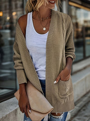 Cárdigan largo de talla grande para mujer, suéter de punto oversize para otoño e invierno