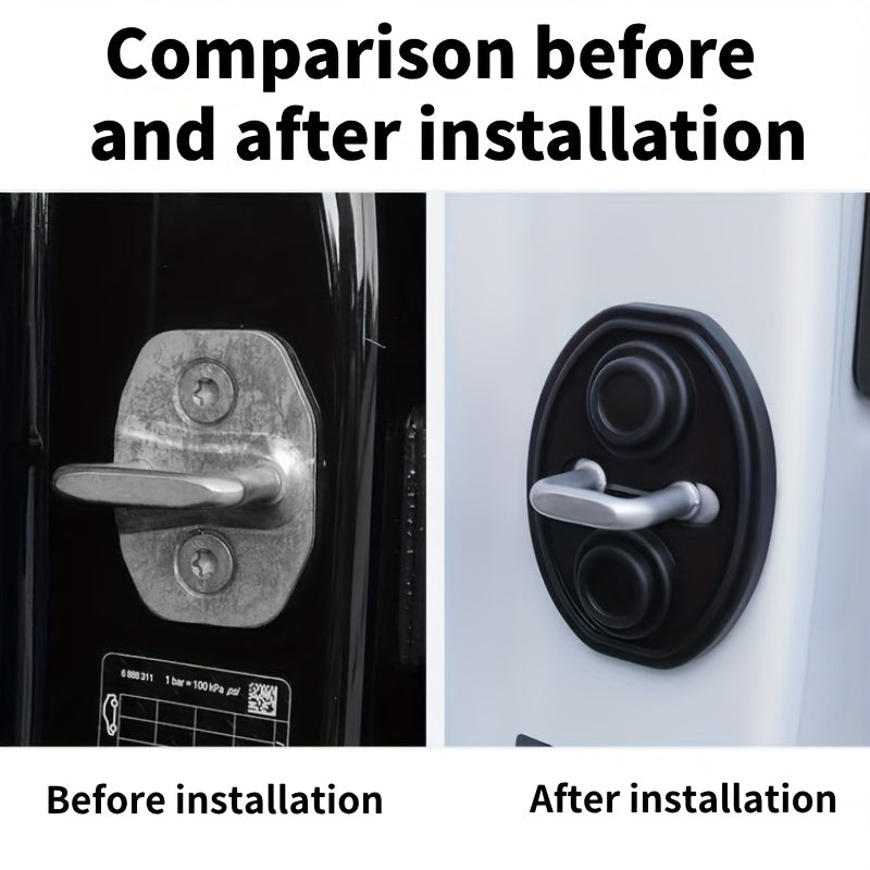 Silicone Car Door Lock Protection Pads Scratch-Resistant Door Threshold Covers Black