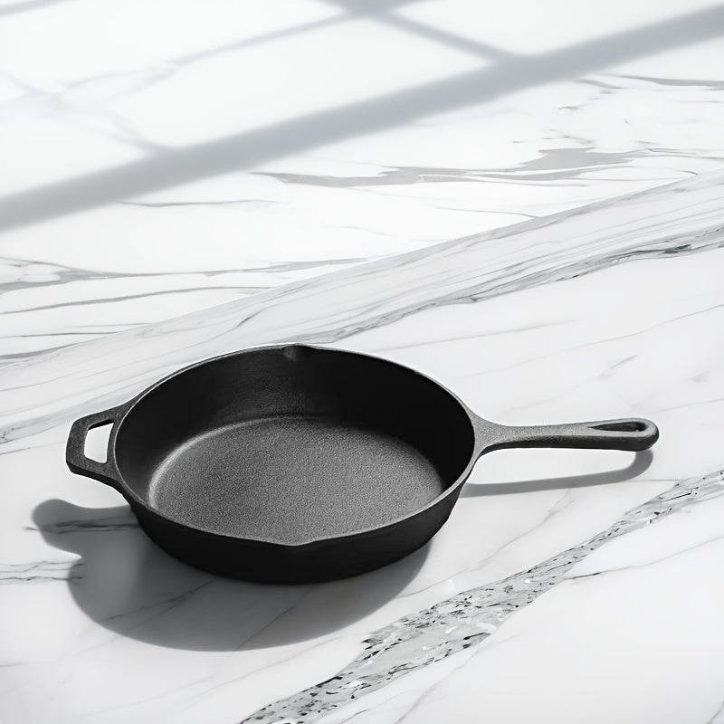 12-Inch Cast Iron Skillet for Frying and Oven Use with Dual Handles