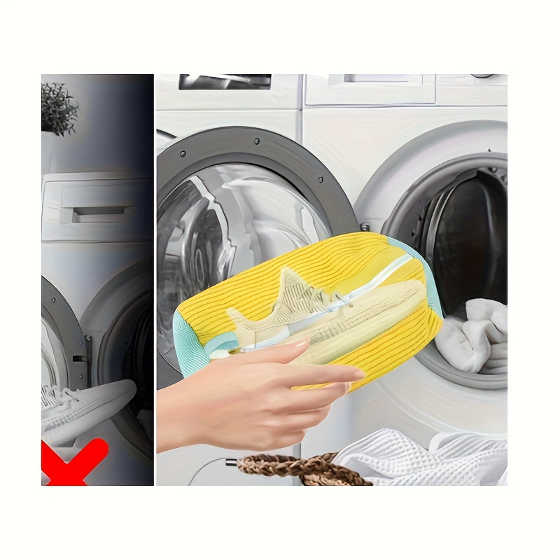 Set of 2 Washable Knit Fabric Laundry Bags for Shoes and Travel