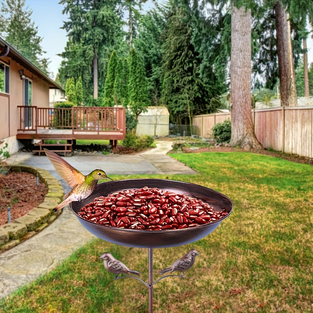 Metal Bird Bath with Ground Stake for Garden Lawn and Villa Decoration