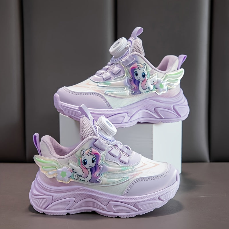 Pink Unicorn Cartoon Sneakers for Girls All-Season Cushioned Non-Slip Sole