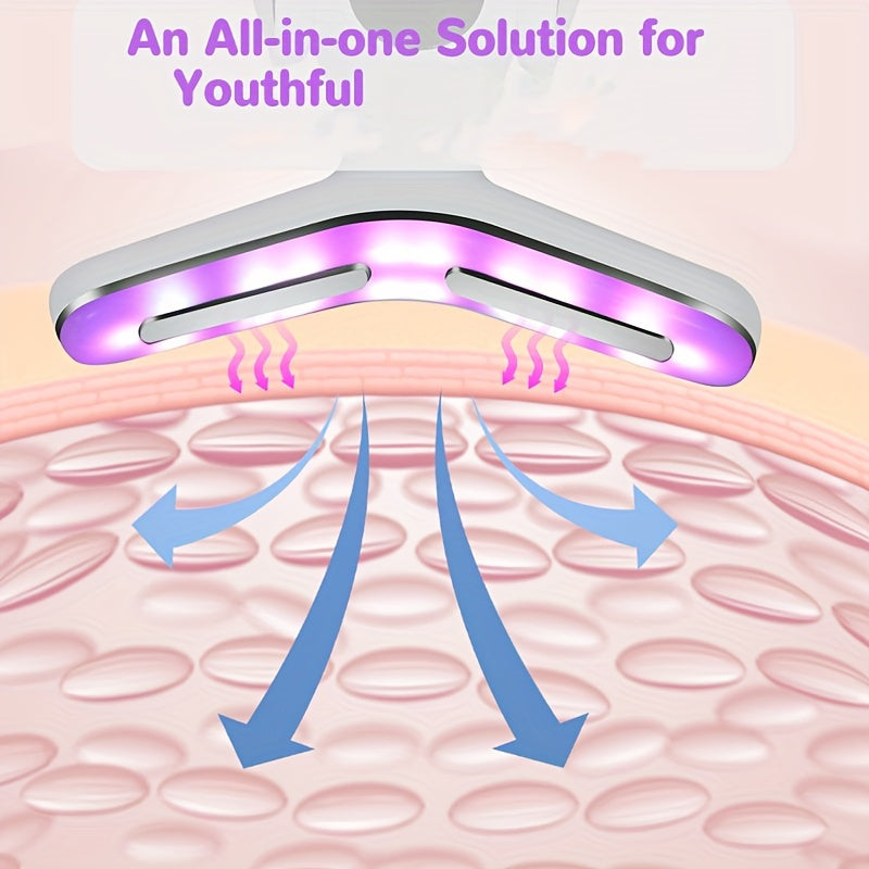 USB Rechargeable Massager with 7 Modes Heating Function Pink and White Portable Relaxation Tool