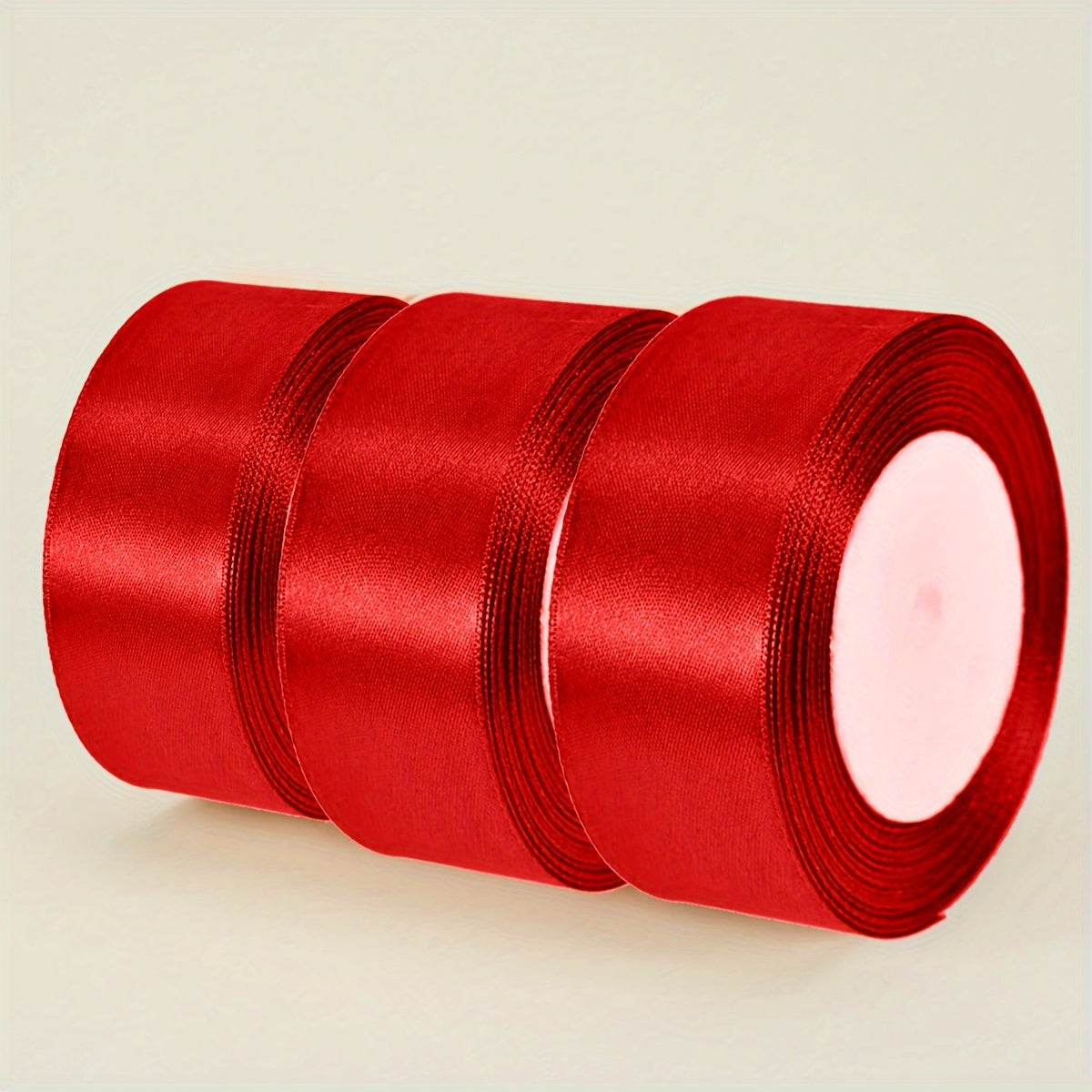 Satin Ribbon Pack 3 Pieces 4cm Wide 22m Long for Wedding Cake Decoration and DIY Crafts