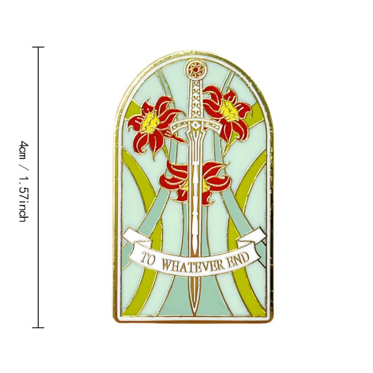 Vintage Fantasy Sword and Flower Brooch Alloy Pin for Clothes Hats Bags