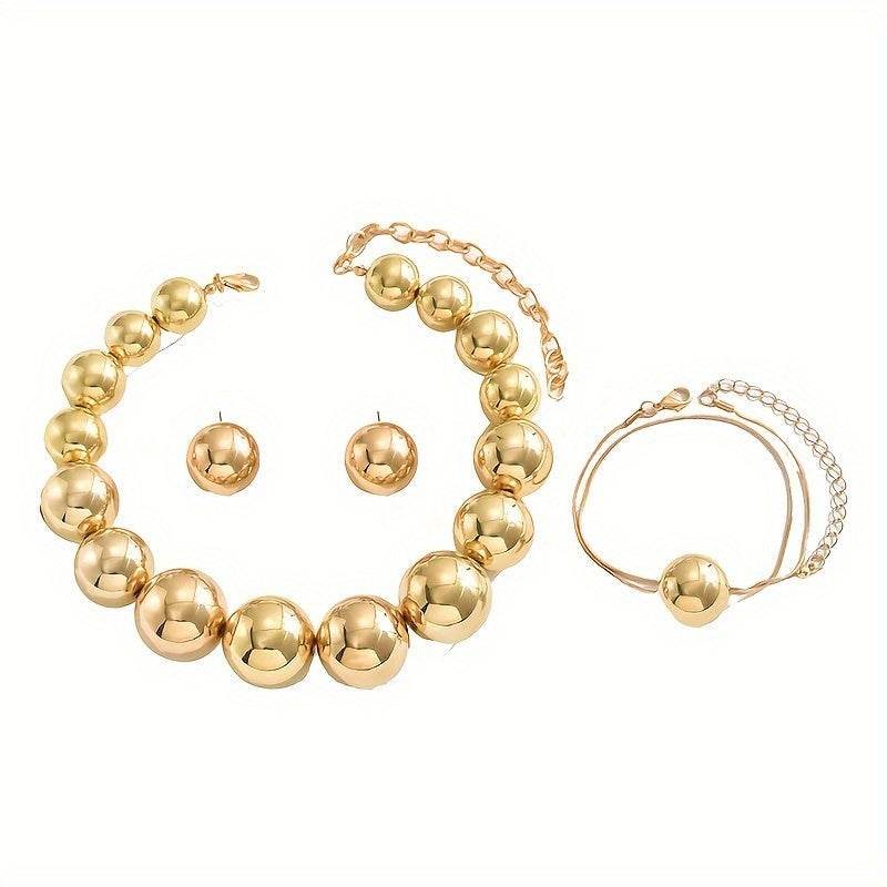 Geometric Ball Jewelry Set for Women Necklace Bracelet Earrings Gift