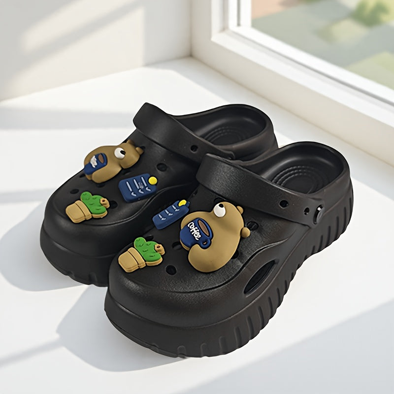 Women’s EVA Platform Sneakers with Bear Coffee Design Non-Slip Comfortable