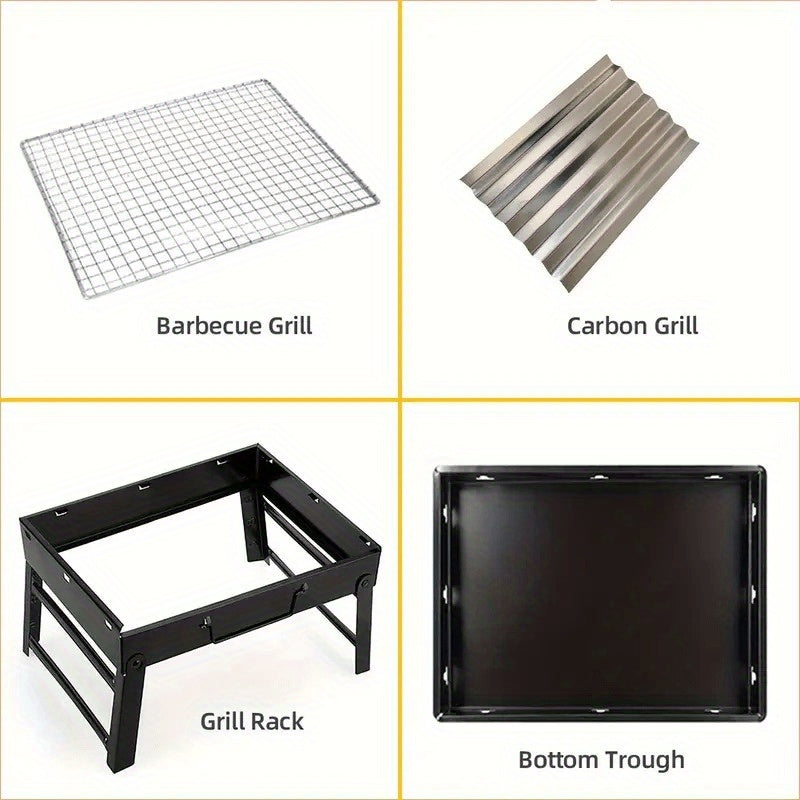 Mustahkam temir konstruktsiyasidan tayyorlangan portativ BBQ Grill Stand, quvvat talab qilmaydi, tashqi pishirish uchun oson va qulay.