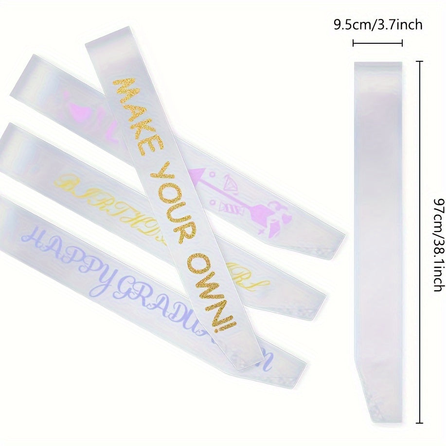 Set of 6 Satin Ribbon Belts for Weddings Birthdays Graduations and DIY Projects in Solid Colors