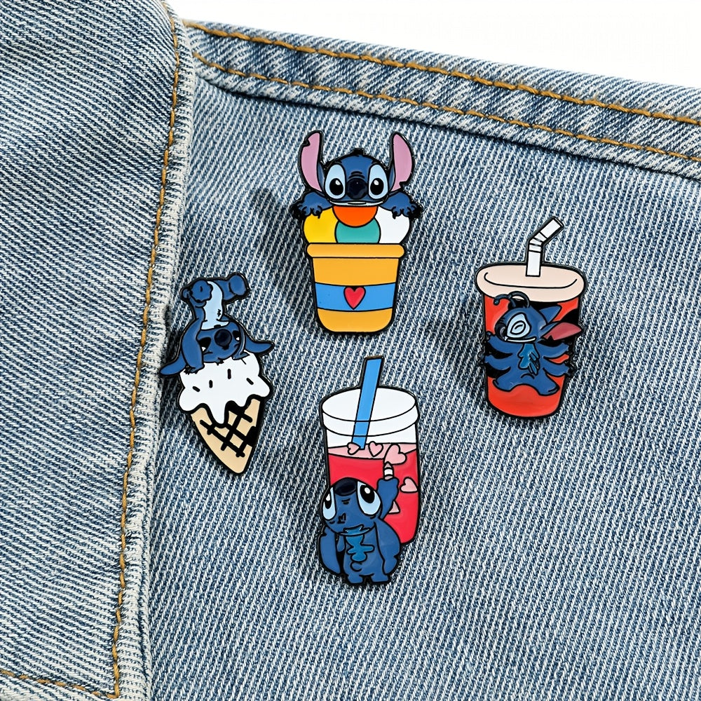 Set of 5 Cartoon Enamel Pins with Ice Cream and Tea Cup Designs for Collectors