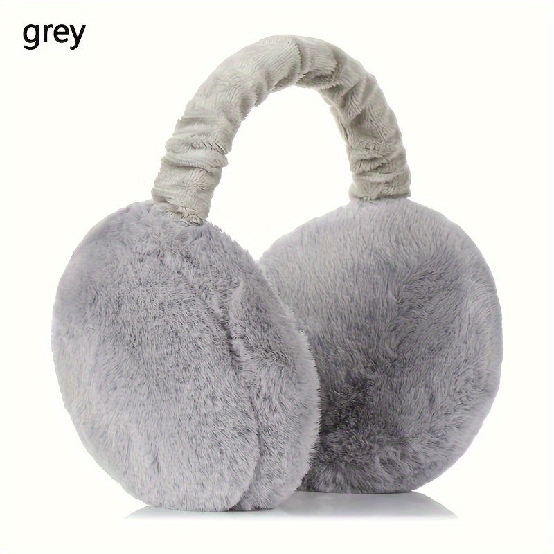 Plush Earmuffs for Winter Warmth Foldable Soft Fuzzy Polyester 1-Pack