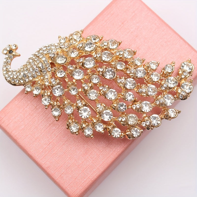 Antique Peacock Brooch Rhinestone Irregular Design for Dresses and Suits