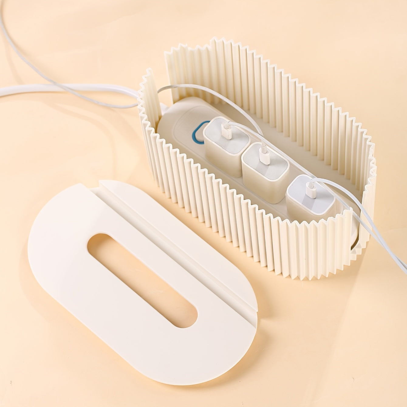 Cord Organizer Box with Lid for Cable Management Desktop Storage