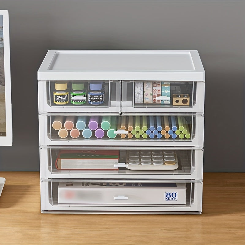 Большой пластиковый органайзер для стола с ящиком для косметики, офисных принадлежностей и туалетных принадлежностей