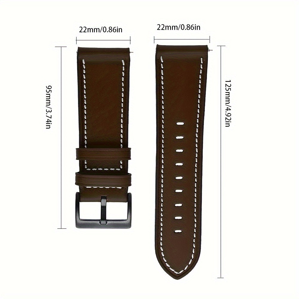22mm PU Leather Watch Strap Adjustable Replacement for Smart Watches Men Women
