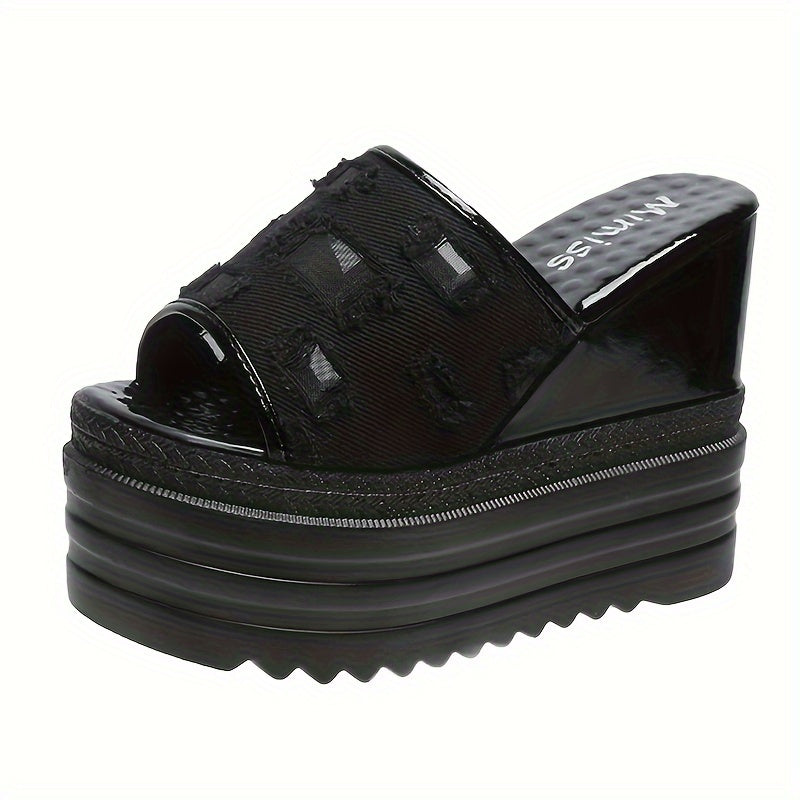 Sandalias con patrón de cuadros para mujer con suelas suaves para paseos de verano