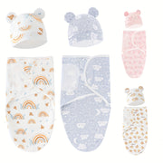 Baby Towel and Hat Set with Cartoon Blanket and Soft Quilt for Newborns