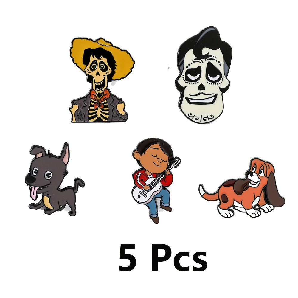 Set of 5 Cartoon Animal Brooches Enamel Pins Metal Jewelry for Backpacks Clothing Accessories