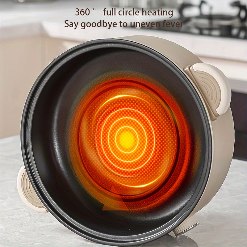 Ikkita qatlamli elektr ovqat pishirish qozoni, uy, RV, yotoqxonalarda foydalanish uchun bug'lash panjarasi bilan, yopishqoq bo'lmagan qovurish panasi va bug'lagich sifatida funksiyalari mavjud.