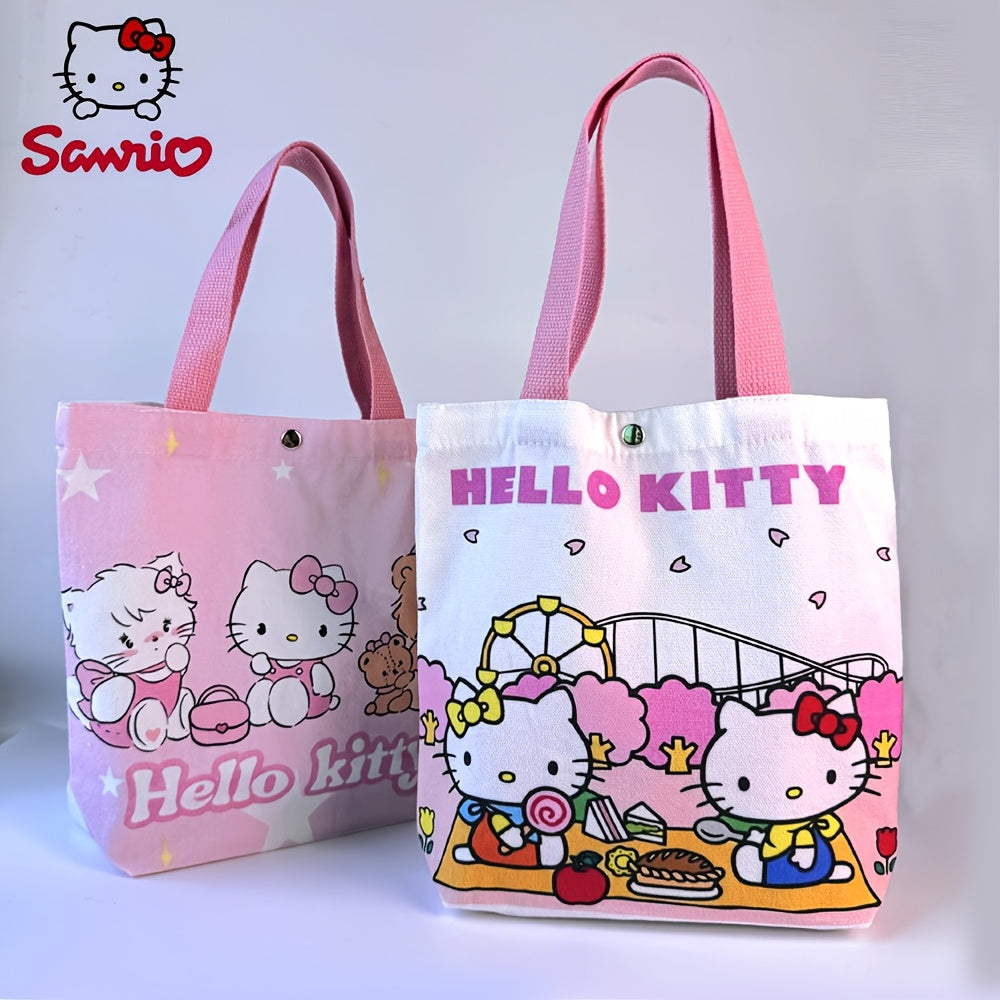 Hello Kitty Animal Print Canvas Travel Bag with Tassel and Buckle Closure