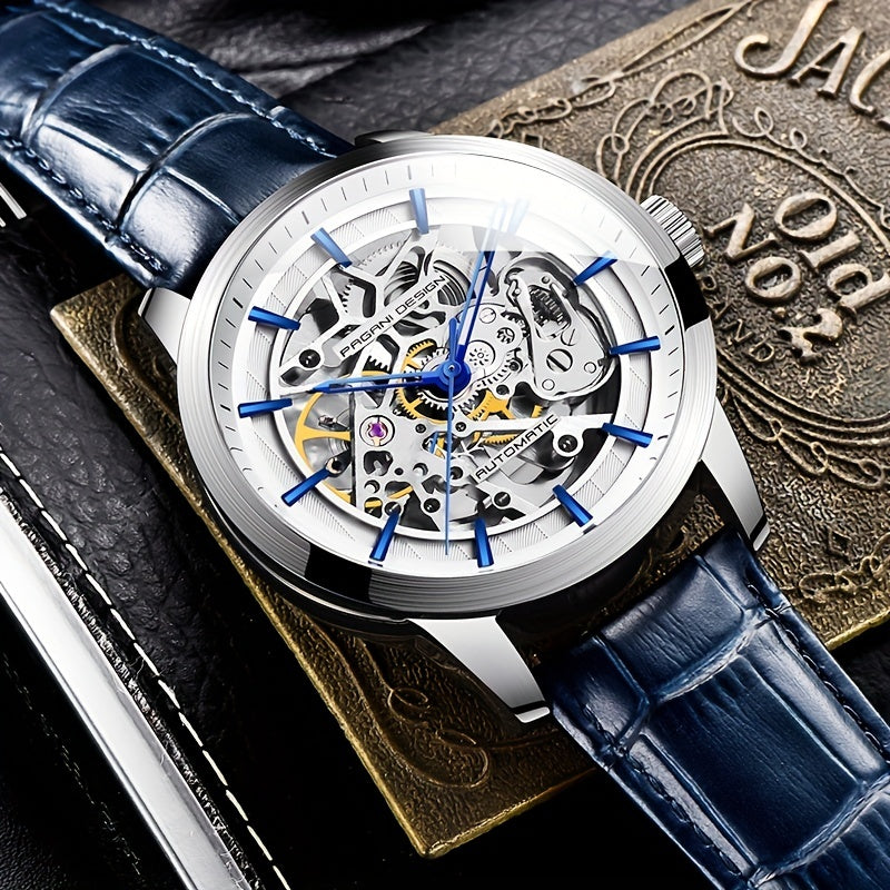 Men's Self-Winding Skeleton Watch Stainless Steel Pointer Series Sports Watch