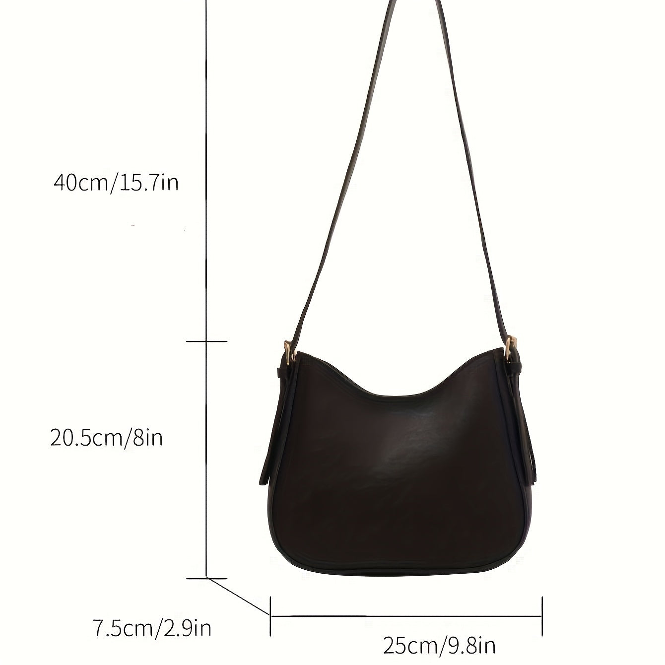 Ayollar uchun oddiy, minimalist yelka hobo sumkasi, bir rangda va zip yopilishi bilan.