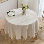 Polyester Cream Tassel Lace Tablecloth Khaki for Holidays and Parties