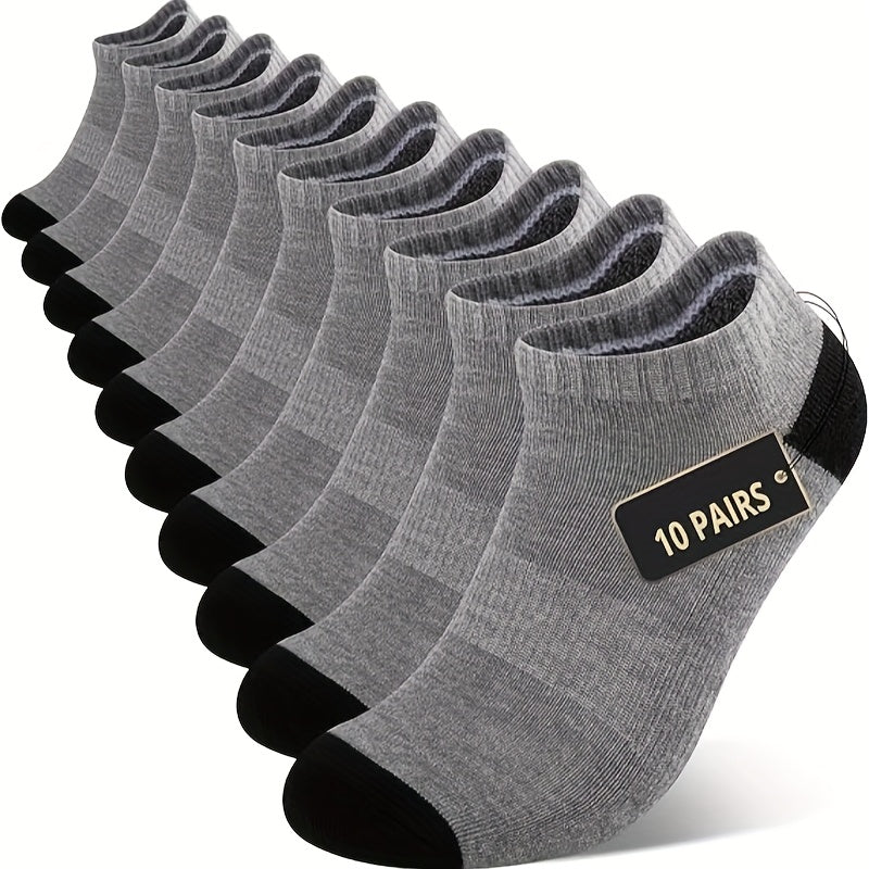 Men's Athletic Running Socks Cushioned Moisture-Wicking Knit Fabric Solid Colors