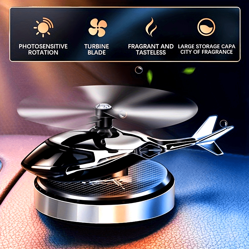 Ambientador de coche con energía solar, helicóptero decorativo para tablero, difusor de aromas, accesorios para el interior del coche