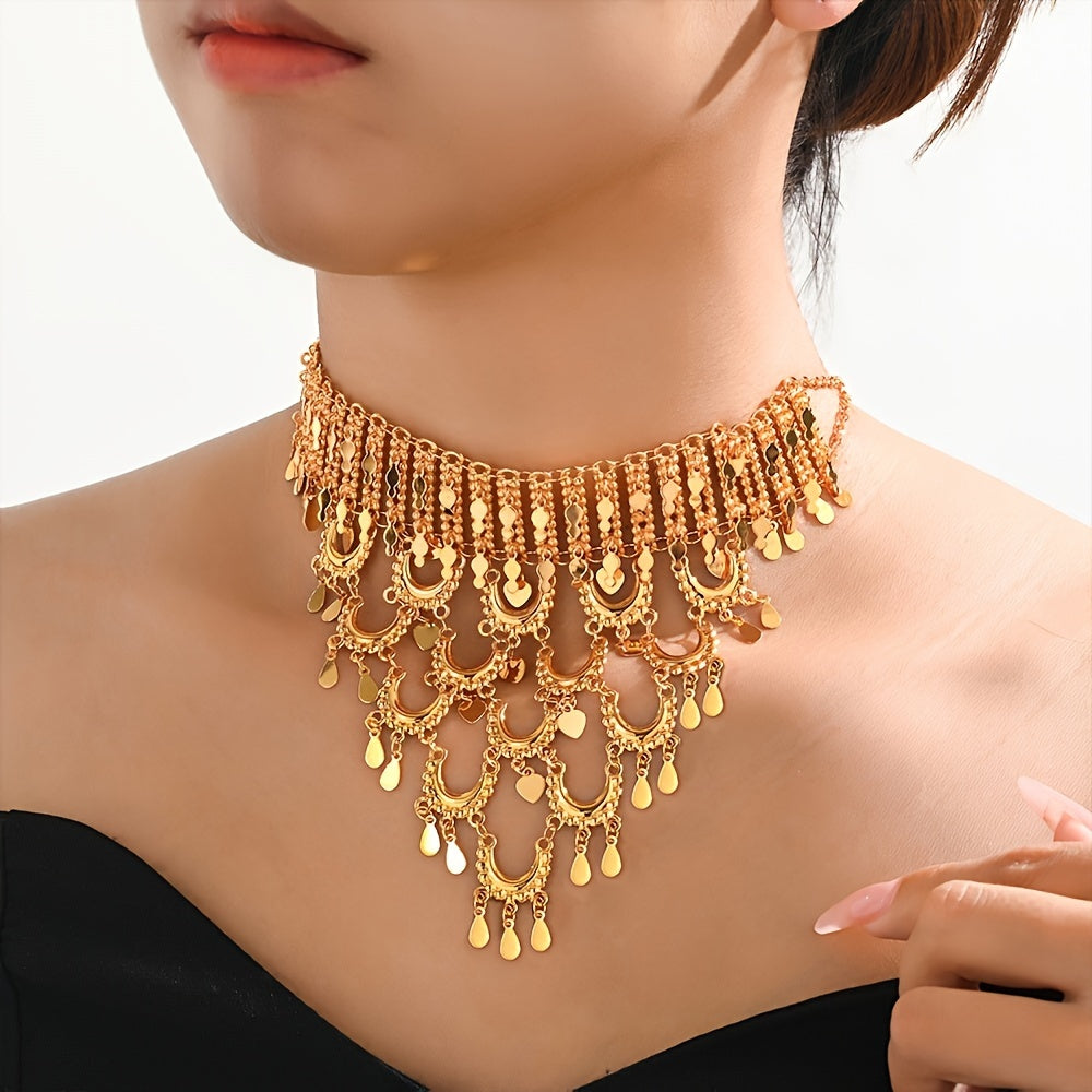 Conjunto de joyería de cobre dorado chapado con diseño inspirado en Oriente Medio para bodas y fiestas