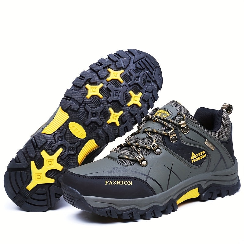 Men's Lightweight Water-Resistant Hiking Boots Rubber Sole Fabric Insole All-Season