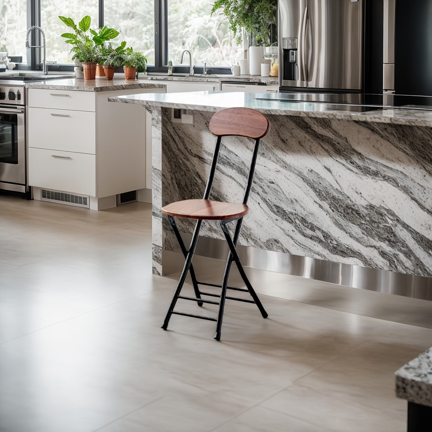 Глубокий коричневый эргономичный складной стул Легкий прочный портативный для дома, офиса, на природе