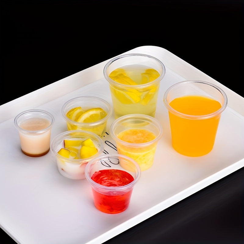 Set of 38 Transparent Plastic Trial Cups for Small Aviation Tasting Beverages, Dishwasher Safe, 4 Sizes