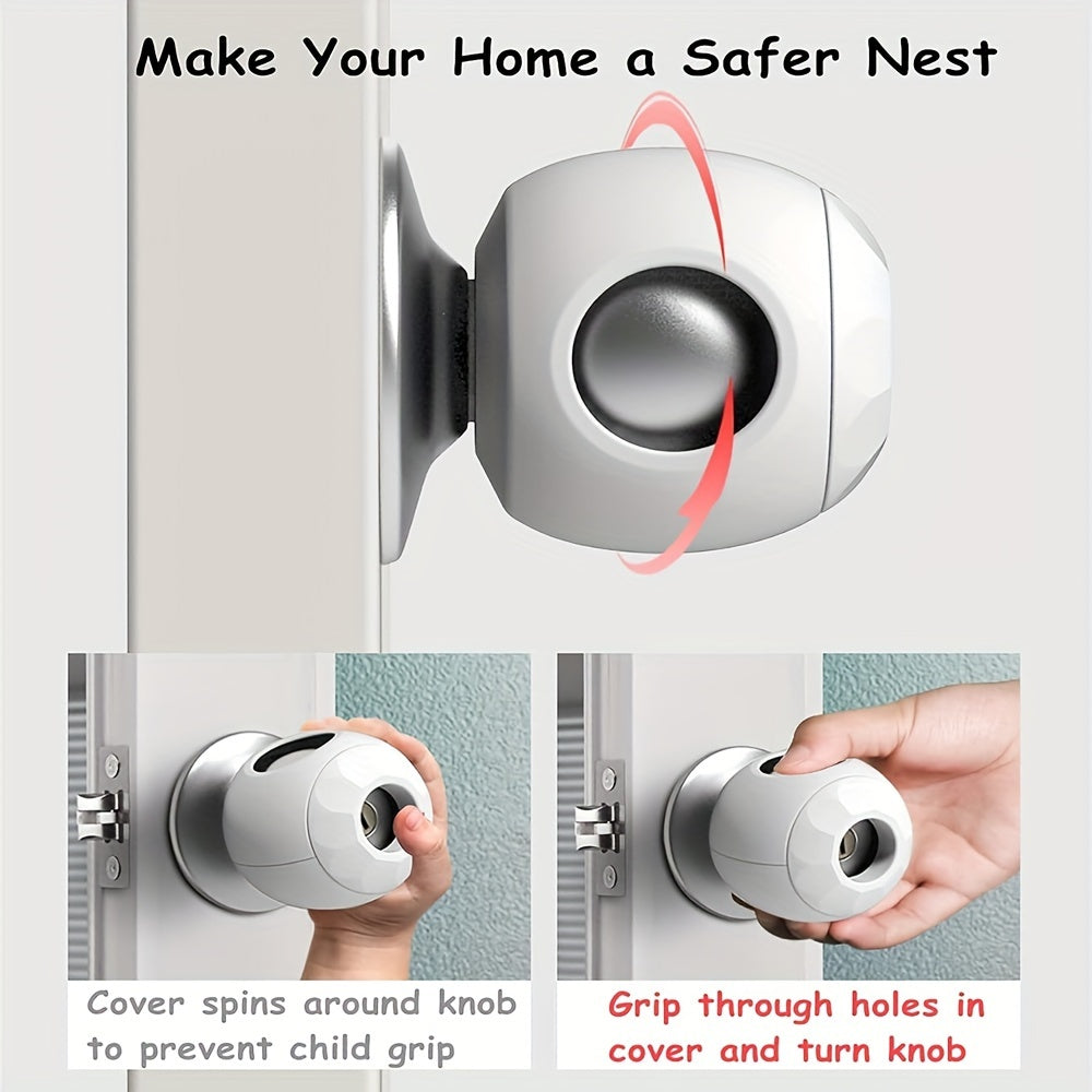 Bolalar xavfsizligi eshik tutqichlari qoplamalari Oq, bardoshli, qayta ishlatiladigan, oson olib tashlanadigan, ikki tomonlama qulflash bilan xavfsizlik