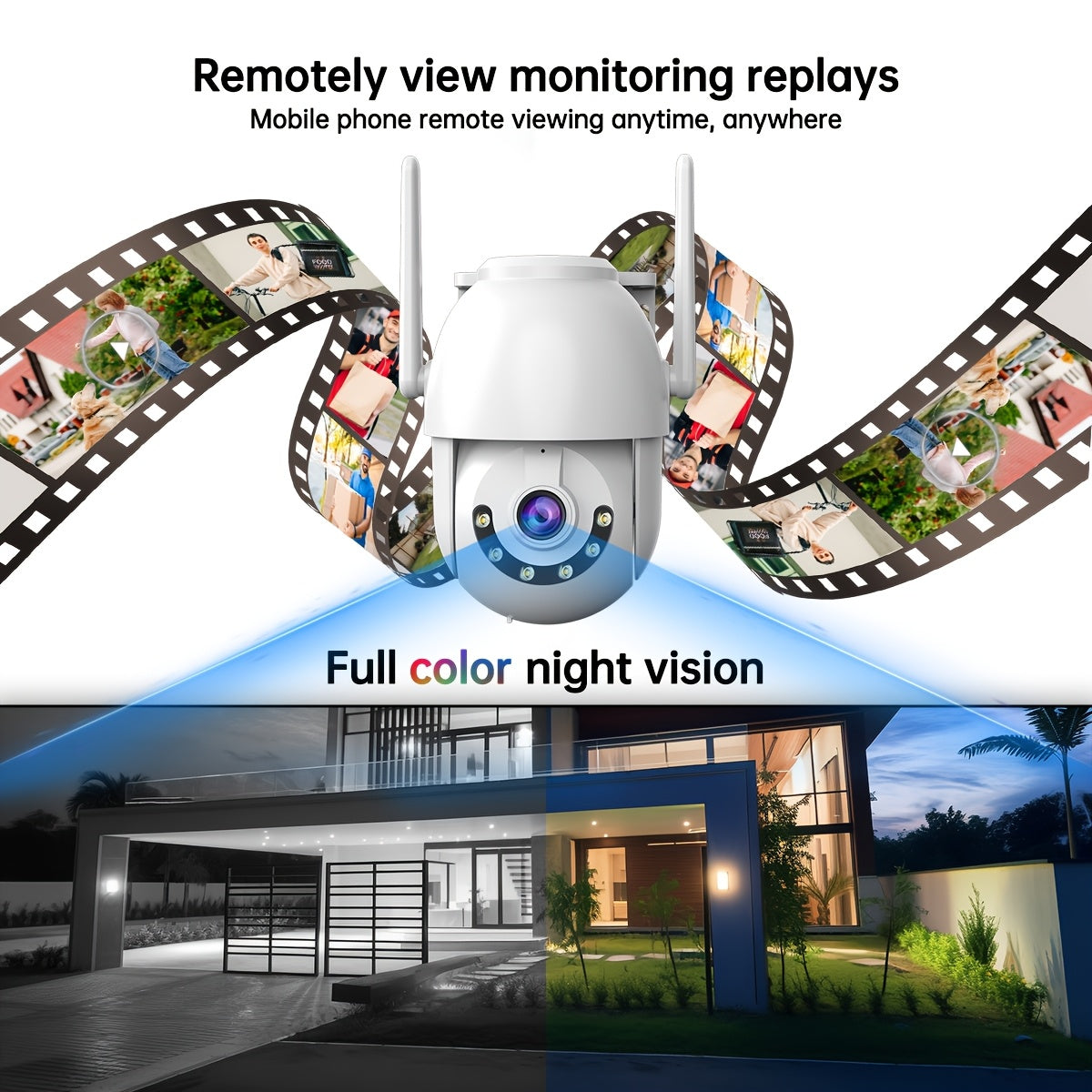 WiFi Security Camera Outdoor IPX6 Waterproof Full-Color Night Vision Two-Way Audio Motion Tracking