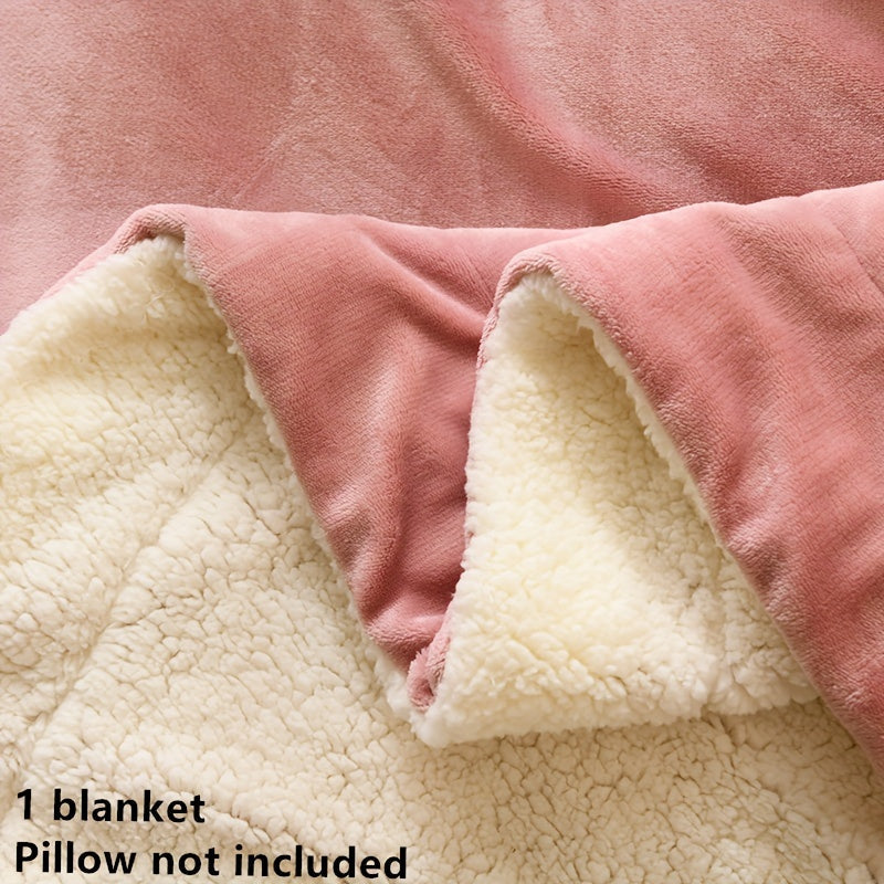 Double-Layer Soft Fleece Blanket for All Seasons Cozy Throw Pink