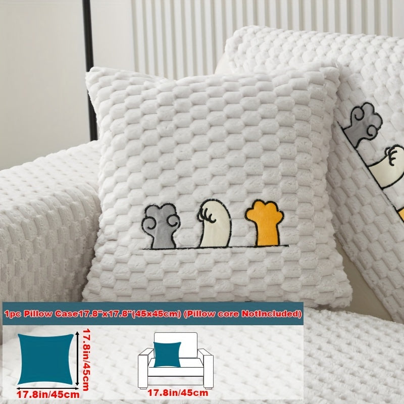 Современный флисовый чехол для дивана с вышитым дизайном, защита для мебели, дружелюбная к питомцам, плюшевая накидка для различных диванов. Однослойный дизайн с противоскользящей подкладкой для домашнего и офисного декора.