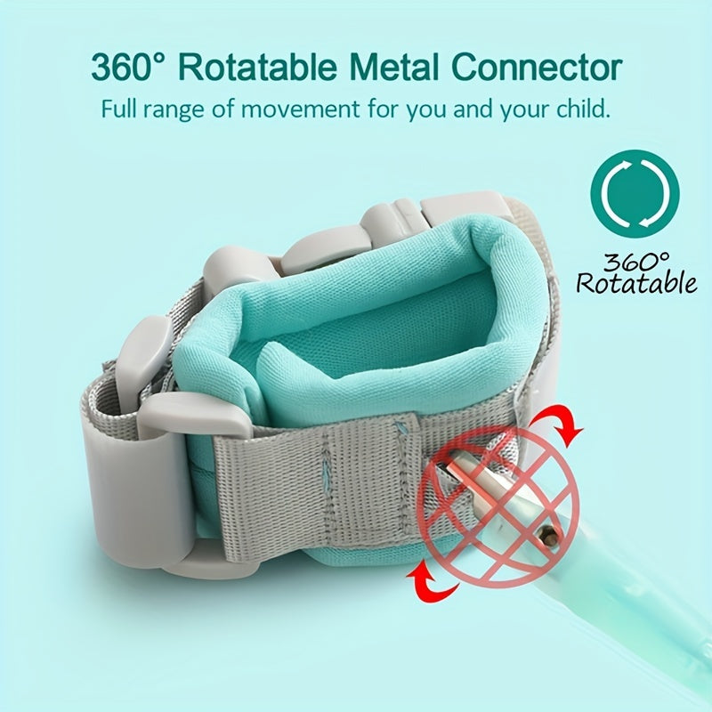 Kids Safety Wrist Strap Blue TPU Anti-Lost Walking Harness Adjustable Cord for Active Children