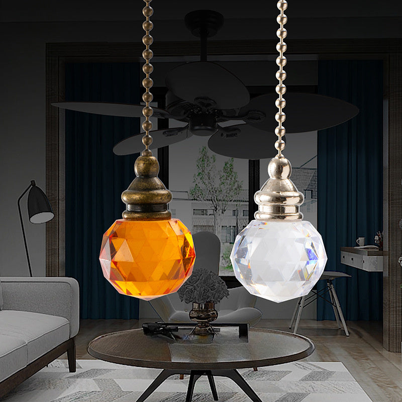 Acrylic Pendant Fan Light Decoration with Golden and Red Beads for Chandelier Home Decor