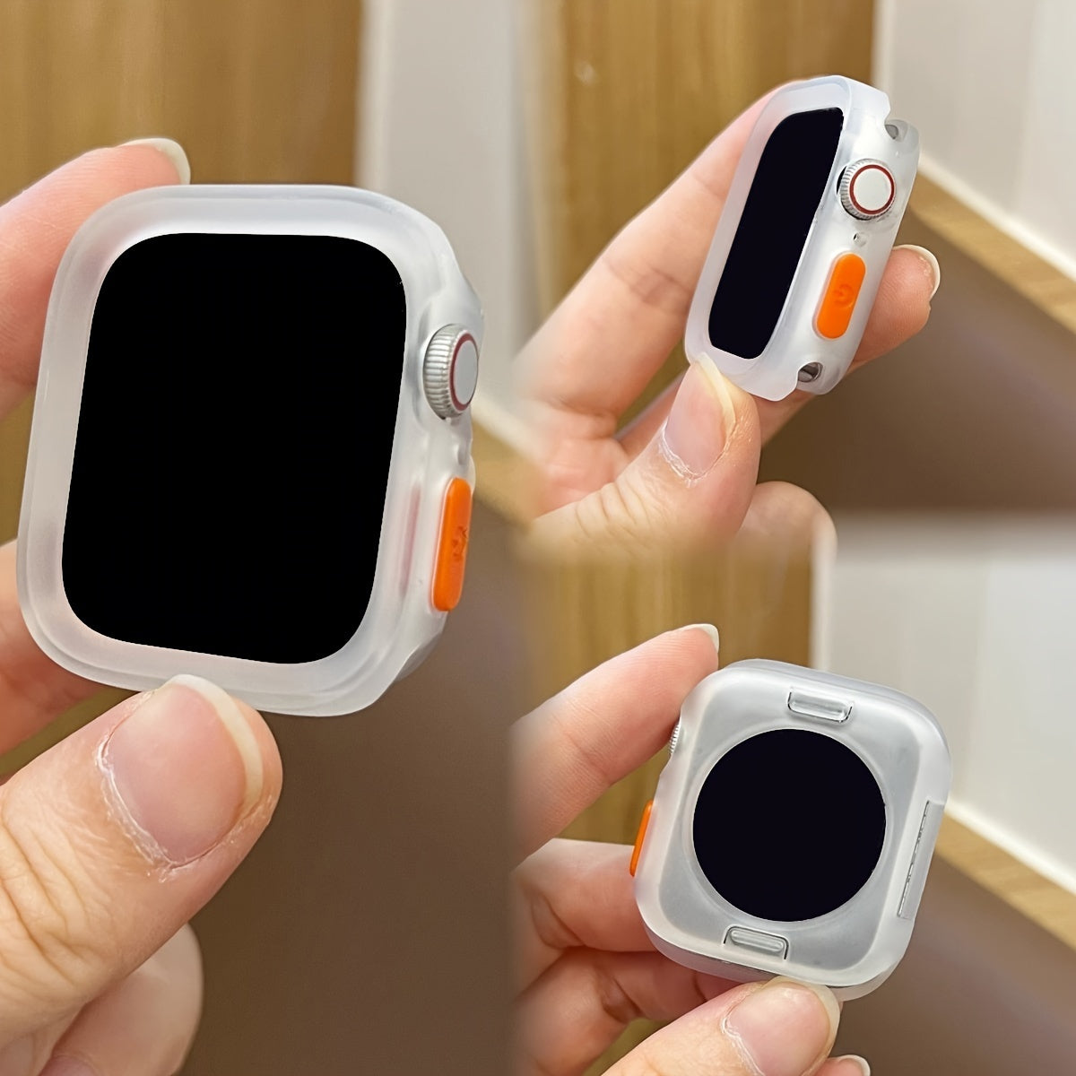 Two-Pack Silicone Smartwatch Case with Adjustable Anti-Fall Wrist Strap Compatible with Apple Watch Series 1-9 SE Ultra