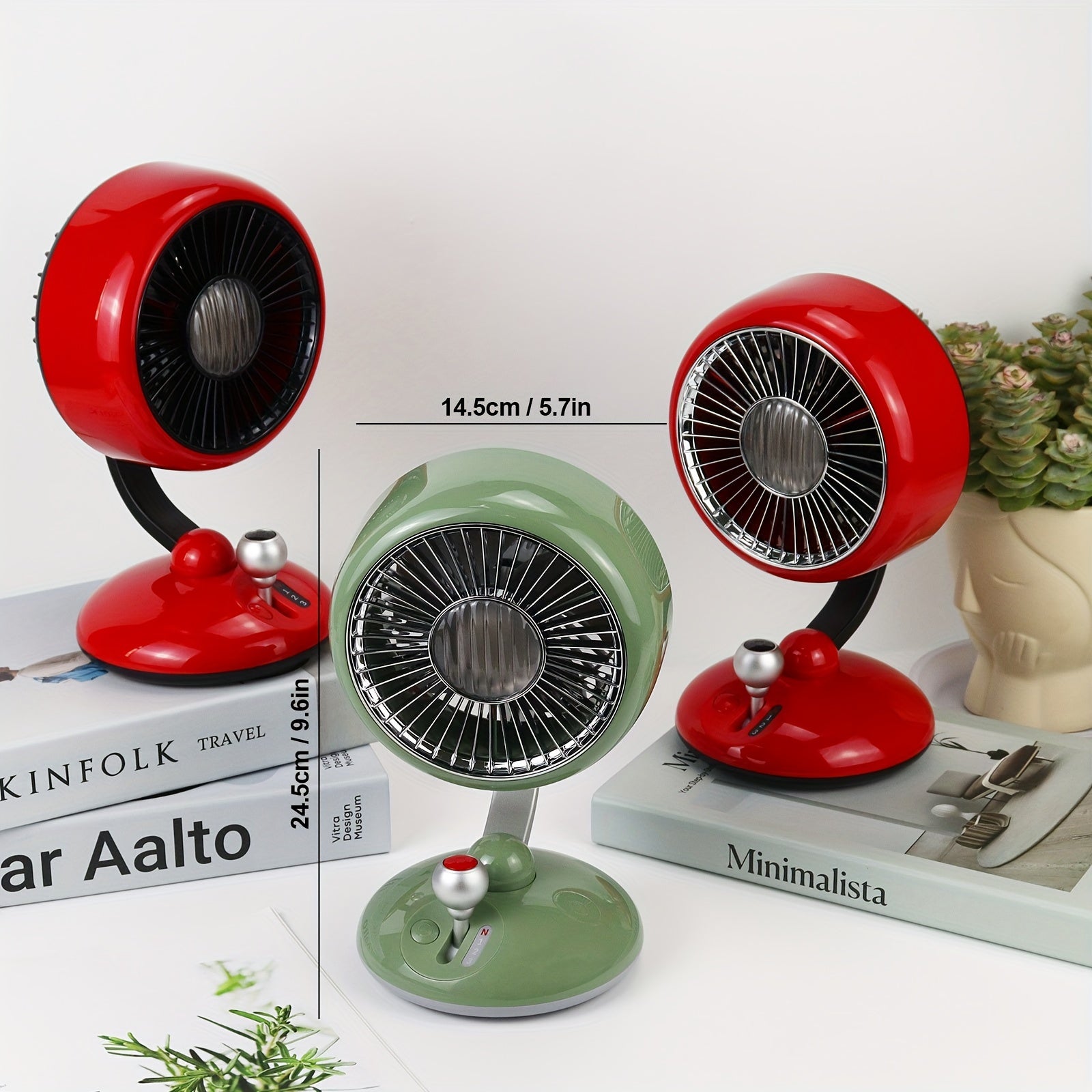 Retro Oscillating USB Desk Fan with Head Shaking, Rechargeable Battery, Quiet Portable Table Fan for Office Home Dorm