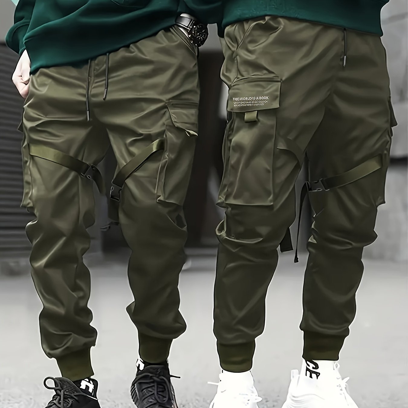 Men's Cargo Pants with Multiple Flap Pockets Casual Work and Outdoor Wear Polyester All-Season