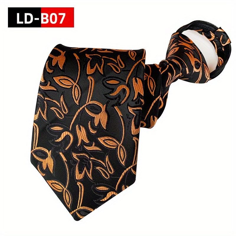 Men's Paisley Polyester Zipper Tie with Easy Pull Design in Spot Supply